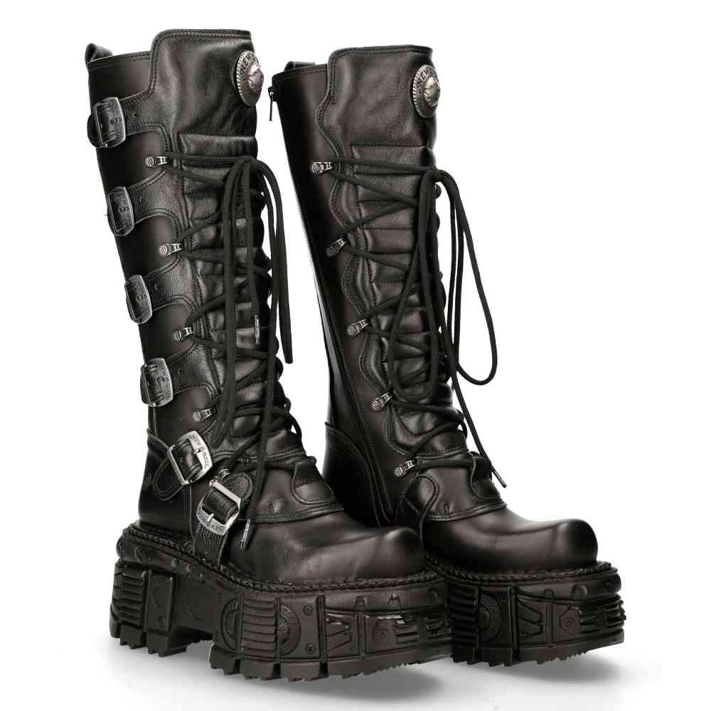 New rock black boots hotsell